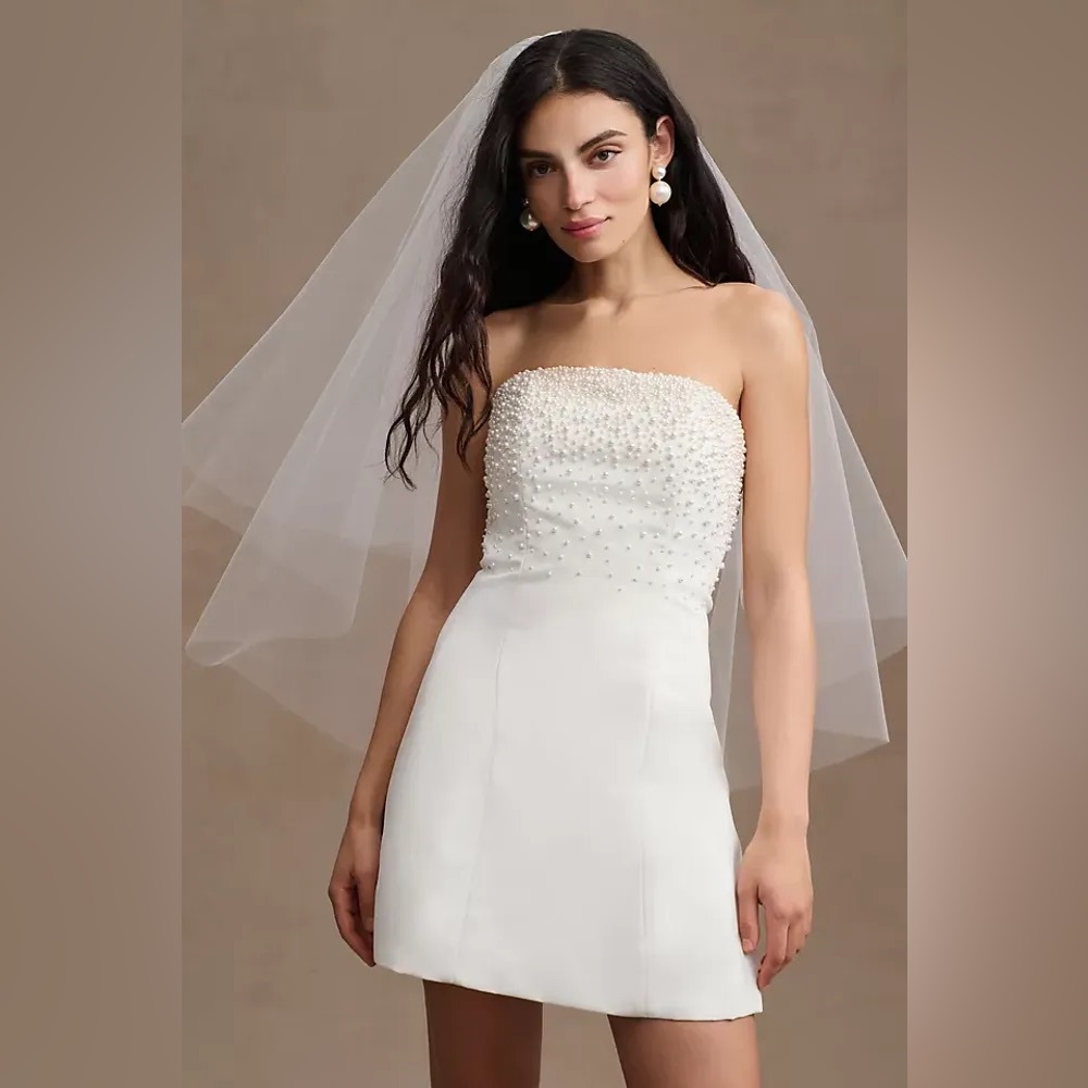 Sachin & Babi Adrianna Strapless Pearl-Embellished Mini Dress - bridal - size 6